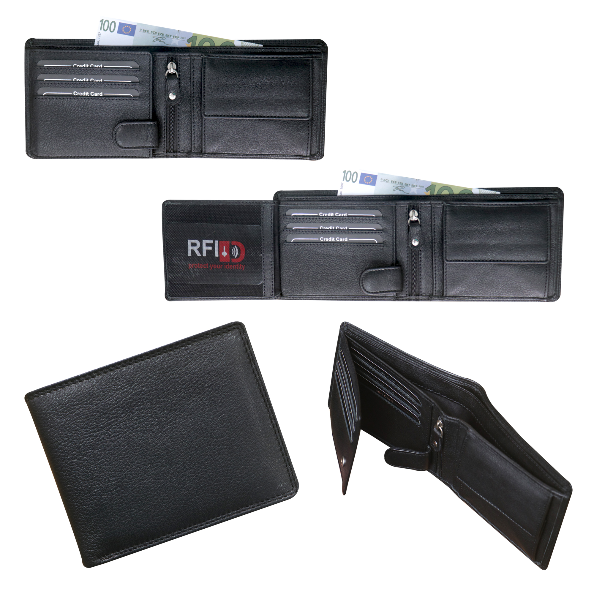 Matte Black RFID Slim Bifold Wallet